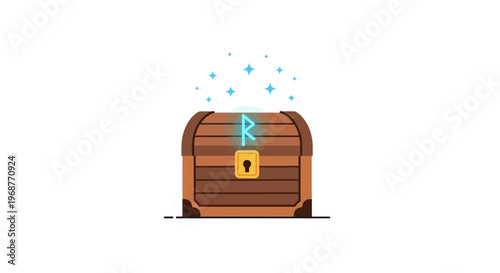 A treasure chest with glowing blue sparkles.