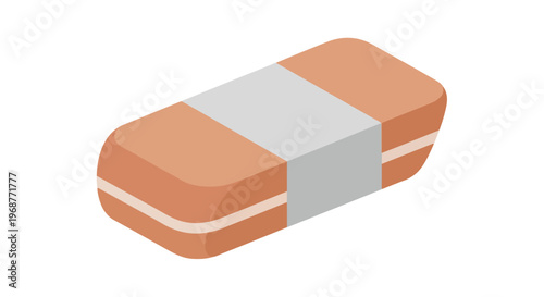 Isometric illustration of a single orange band-aid with a gray center strip on a white background.