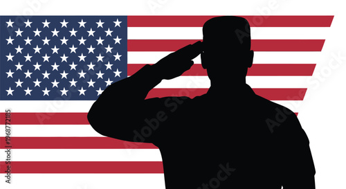 A military salute against the american flag a striking visual silhouette