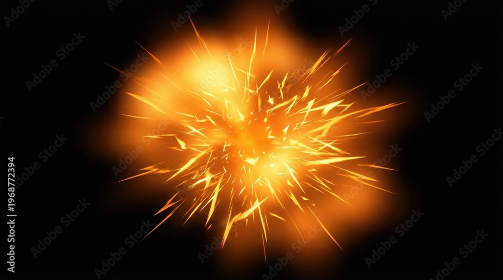 Fototapeta premium Vibrant Orange Sparkler on Black Background.