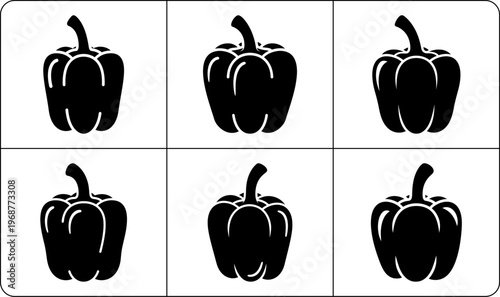 Uniform Black Pepper Icons with White Highlights in Rounded Border Layout