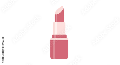 A pink lipstick with its cap off on a white background, showcasing the product in a minimalist flat lay composition.