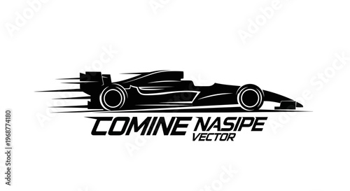 Formula 1 Racing Car Silhouette Speed Motion Vector Art.