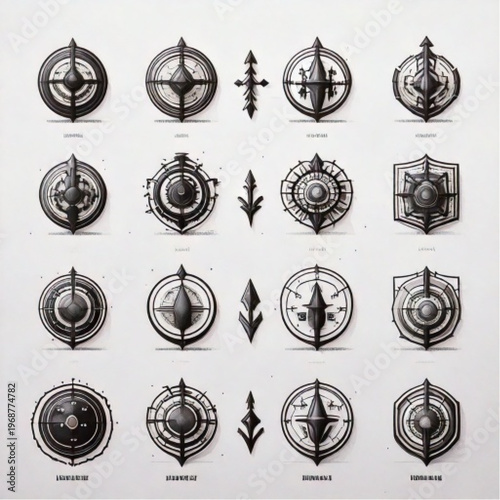 Cuadro en lienzo Collection of vintage military medals and awards displayed in a grid pattern