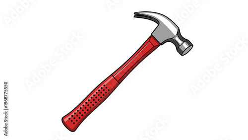Classic red claw hammer with a metal head and textured grip on a white background