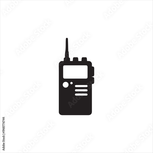Black and white silhouette of handheld two way radio device