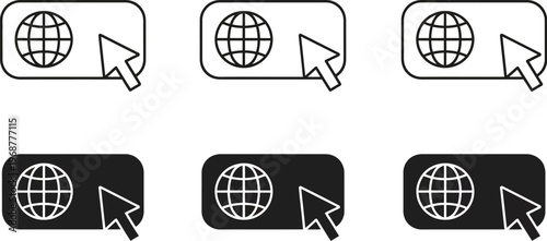 Web icons with a cursor indicate internet browsing and online navigation actions.