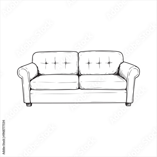Elegant classic twoseater sofa with tufted cushions and curved armrests