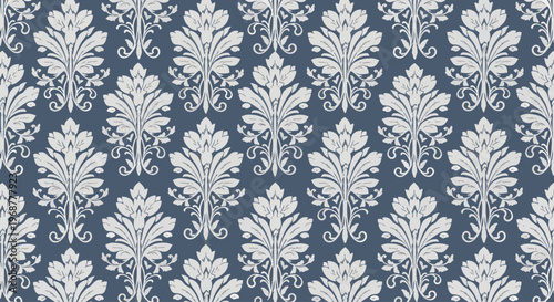 Seamless ornamental background with refined floral damask elements