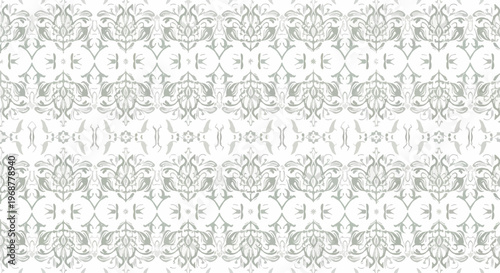 Traditional ornamental damask pattern with finely detailed floral composition