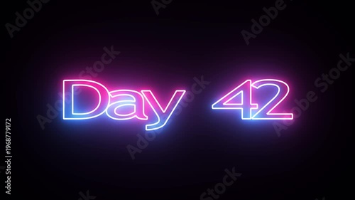 42 Day To Go glowing neon Animation Videos. Neon “3 Days Left” Countdown.