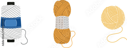 Yarn Spools in Different Styles, for Crafting and Knitting Projects