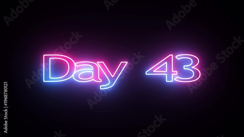 43 Day To Go glowing neon Animation Videos. Neon “3 Days Left” Countdown.
