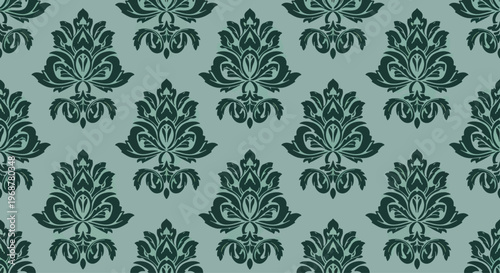 Decorative navy damask design with timeless baroque artistic influence