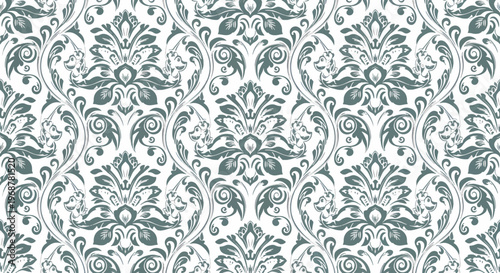 Antique baroque damask wallpaper design with refined artistic texture