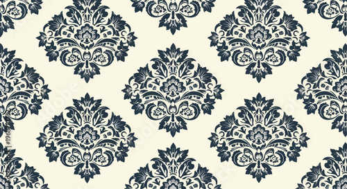 Elegant repeating floral ornament pattern inspired by classic damask traditions