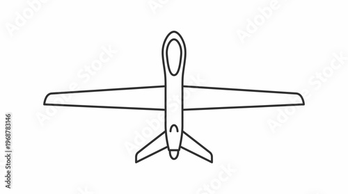 Simple line art illustration of an unmanned aerial vehicle (UAV) or drone with long wings and a V-tail, viewed from a top-down perspective.