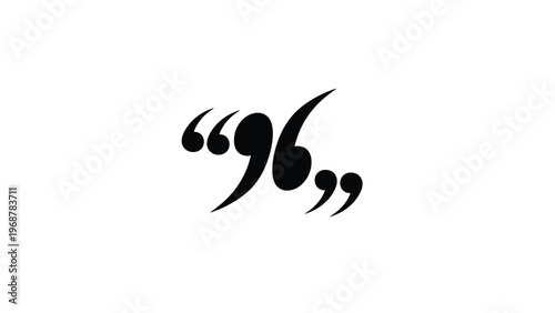 Stylish black double quotation marks or stylized number ninety six isolated on a white background for creative design or typography purposes.