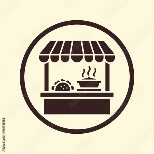 Small street food kiosk with beverage cup and snack counter illustration for outdoor festival and park