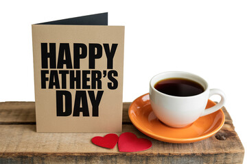 A happy father's day card with a cup of coffee isolated on transparent background, Vector, illustration