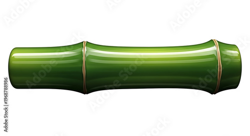 green cylindrical mechanical part with flanges on both ends isolated on white background, illustration