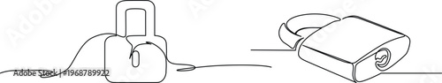 Continuous line drawing of two padlocks representing security and protection for digital safety Vector