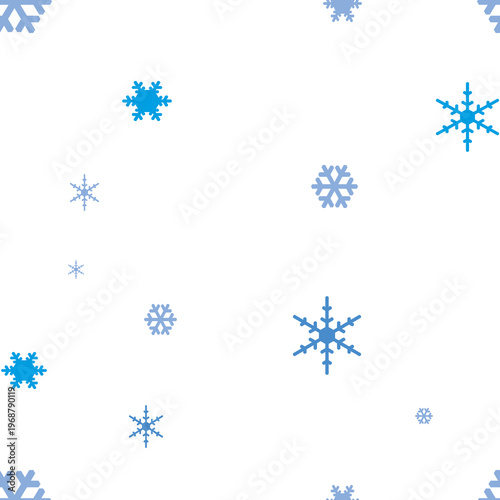 Blue snowflakes seamless pattern on white background