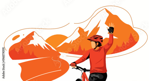 Triumphing Cyclist With Mountain Vista Awaits New Adventures