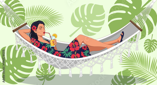 Tropical Serenity Relaxing Hammock Tropical Drink