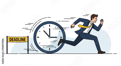 Urgent Business Race Against The Clock Dynamic Illustration Capturing Time Pressure
