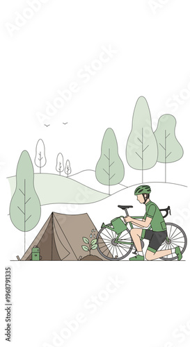 Venture Into Nature With A Bicycle And Tent