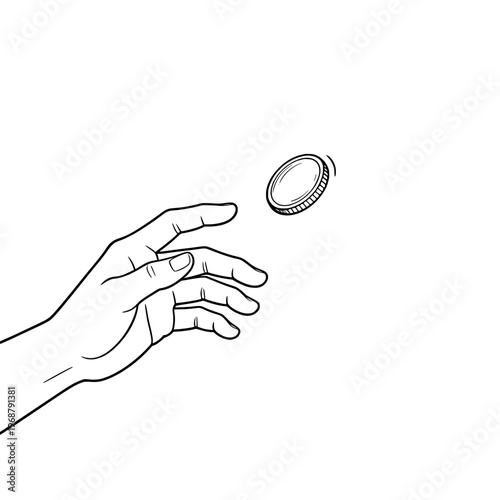 hand flipping coin in air
