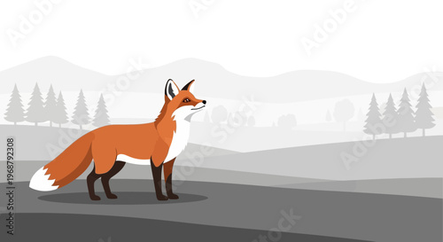 Vulpine Majesty In A Muted Woodland Landscape