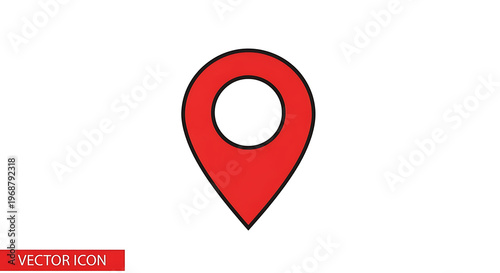 A simple red location pin icon with a black outline on a white background vector illustration Free Download A simple red location pin icon with a black outline on a white background vector illustration - GFXLoad