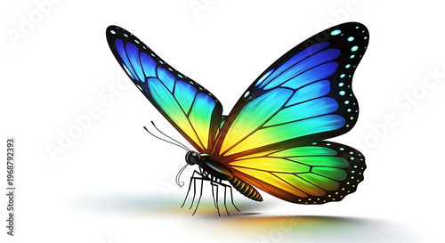 colorful butterfly with detailed wings and vibrant colors isolated on white background, illustration