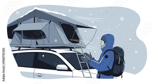 Winter Adventure Rooftop Tent Expedition For Outdoor Enthusiasts