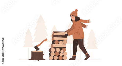 Winter Wood Chopping And Stacking For Cozy Season Preparations