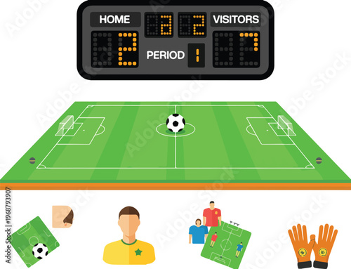 football field with soccer ball