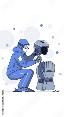 Winter Sports Enthusiast Preparing Gear For Snowy Adventure