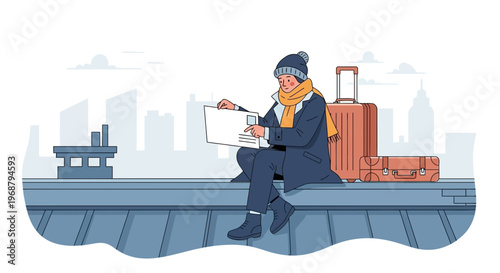 Winter Travel Planning Concept with Person Holding Document
