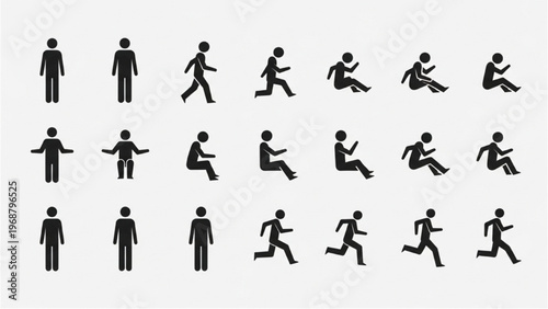 Human Pose Silhouette Icons – Minimal Action Vector Pack