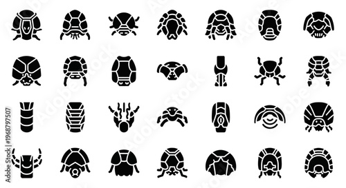 Black beetle icons, insect symbols, bug logos, 25 vector graphics