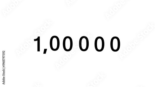 1,000,00 Subscribers Milestone Animation, Number scrolling up animation. Animated scrolling numbers increasing upward. Smooth number scrolling up animation with a clean digital counter effect.