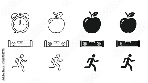Visual progression of a person running with time and health indicators