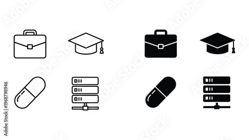 Contrasting icons representing professions and fields of study