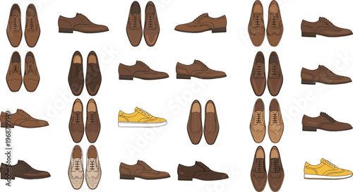 Collection of Stylish Brown Leather Shoes and Sneakers in Various Designs for Men’s Footwear Fashion and Casual Looks