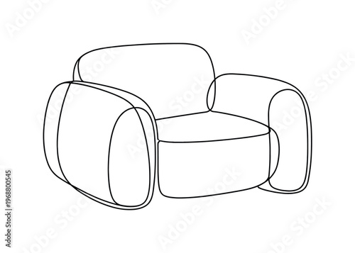 Modern Icon Furniture. Minimalistic one-line drawing oversized designer armchair with exaggerated proportions