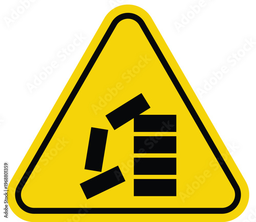 Falling objects warning sign hazard symbol indicating danger of falling items safety alert for construction sites and warehouses vector illustration