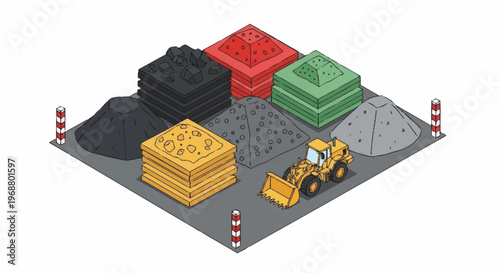 Construction Site Materials Stored with Loader.