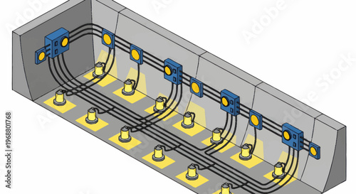 Electrical Wiring System with Multiple Light Fixtures.